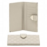 Blanc Gucci Continental Portefeuille Gravé Le Détail De Coeur Pas Cher De Marque